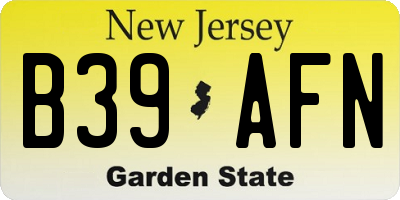 NJ license plate B39AFN