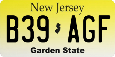 NJ license plate B39AGF