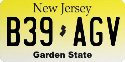 NJ license plate B39AGV