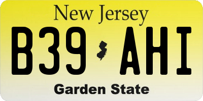 NJ license plate B39AHI