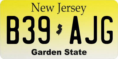 NJ license plate B39AJG