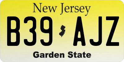 NJ license plate B39AJZ