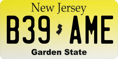 NJ license plate B39AME