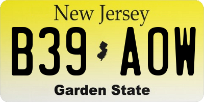 NJ license plate B39AOW