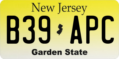 NJ license plate B39APC