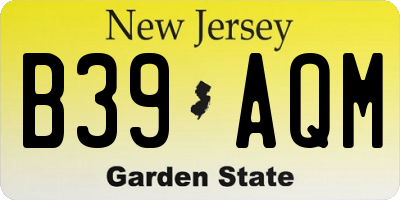 NJ license plate B39AQM