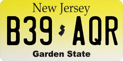 NJ license plate B39AQR