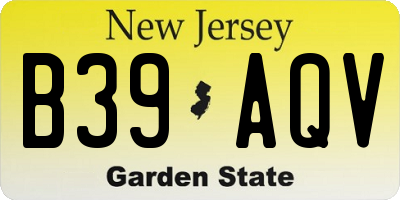 NJ license plate B39AQV