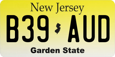 NJ license plate B39AUD