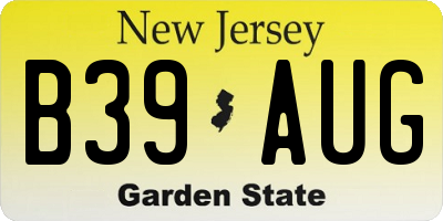 NJ license plate B39AUG