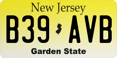 NJ license plate B39AVB