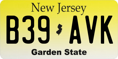NJ license plate B39AVK