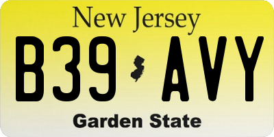 NJ license plate B39AVY