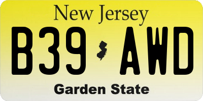 NJ license plate B39AWD