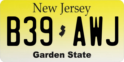 NJ license plate B39AWJ