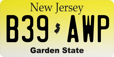 NJ license plate B39AWP
