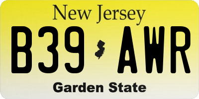NJ license plate B39AWR