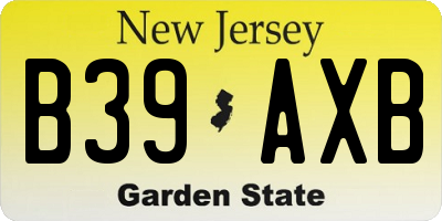 NJ license plate B39AXB