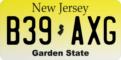 NJ license plate B39AXG
