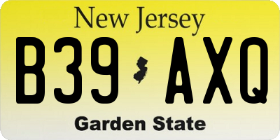 NJ license plate B39AXQ