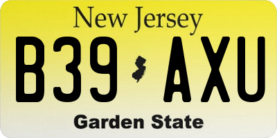 NJ license plate B39AXU