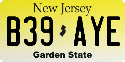 NJ license plate B39AYE