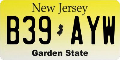 NJ license plate B39AYW