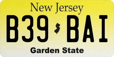 NJ license plate B39BAI