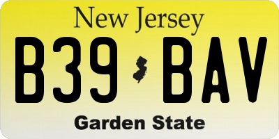 NJ license plate B39BAV