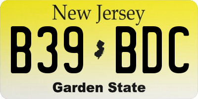 NJ license plate B39BDC