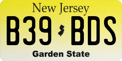 NJ license plate B39BDS