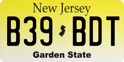 NJ license plate B39BDT