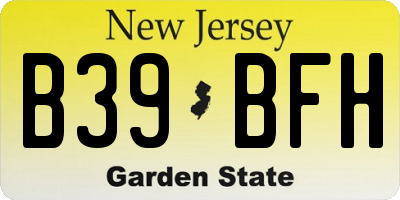 NJ license plate B39BFH