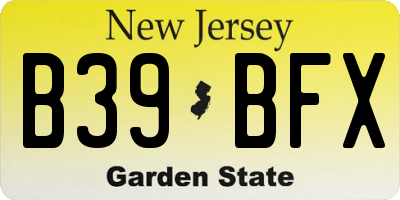 NJ license plate B39BFX