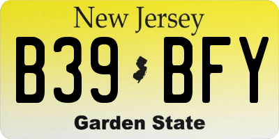 NJ license plate B39BFY