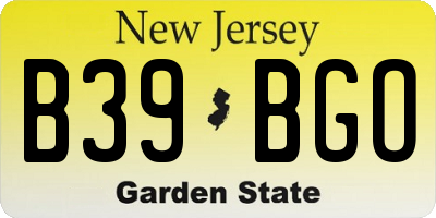NJ license plate B39BGO