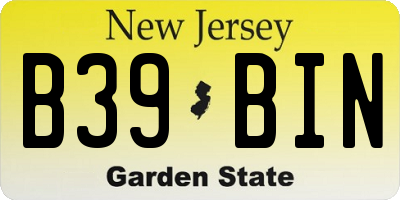 NJ license plate B39BIN