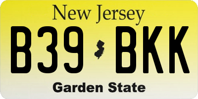 NJ license plate B39BKK