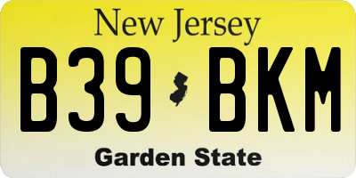 NJ license plate B39BKM