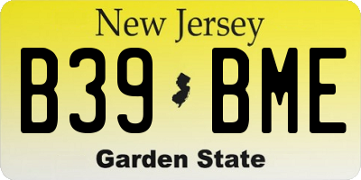 NJ license plate B39BME