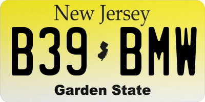 NJ license plate B39BMW