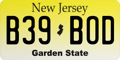 NJ license plate B39BOD