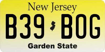 NJ license plate B39BOG