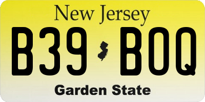 NJ license plate B39BOQ