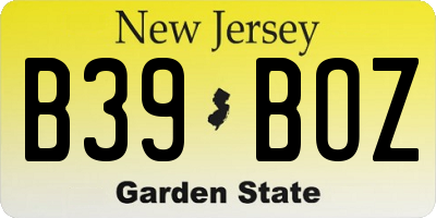 NJ license plate B39BOZ