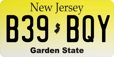 NJ license plate B39BQY