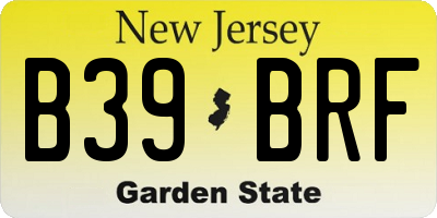 NJ license plate B39BRF