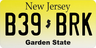 NJ license plate B39BRK