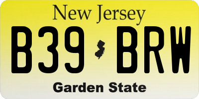 NJ license plate B39BRW