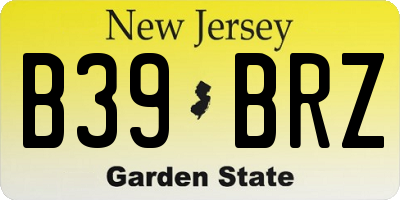 NJ license plate B39BRZ